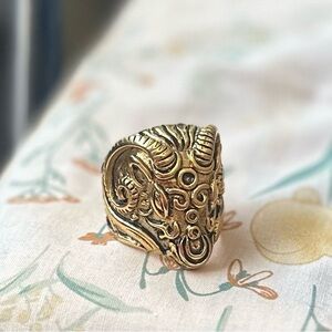 Ornate Ram Stainless Steel ring size 12
